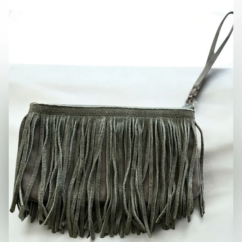 American Eagle Outfitters Fringe Suede Wristlet - Olive Green
